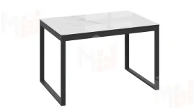 Стол обеденный Маркус Тип 1 Черный муар, Стекло белый мрамор