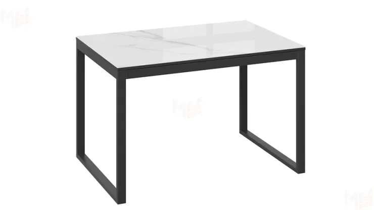 Стол обеденный Маркус Тип 1 Черный муар, Стекло белый мрамор