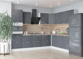 Кухня Оптима угловая 3,0*2,2 с пеналом (камень арья)