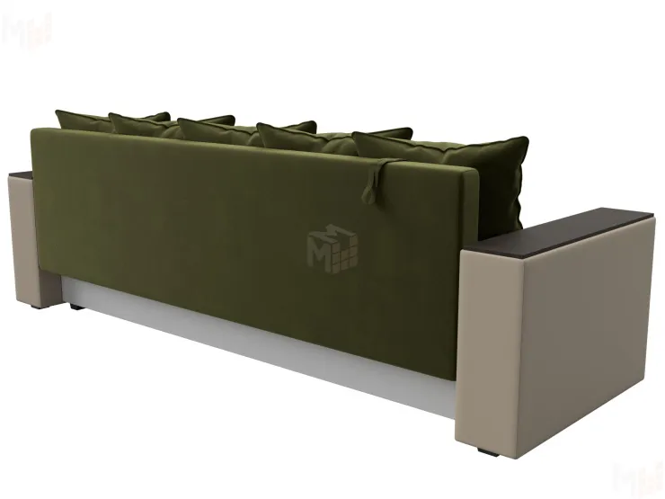 Диван прямой Дубай Лайт полки справа ( Зеленый\Бежевый )