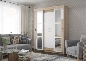 Шкаф-купе VICTOR с зеркалом (сонома/белый)