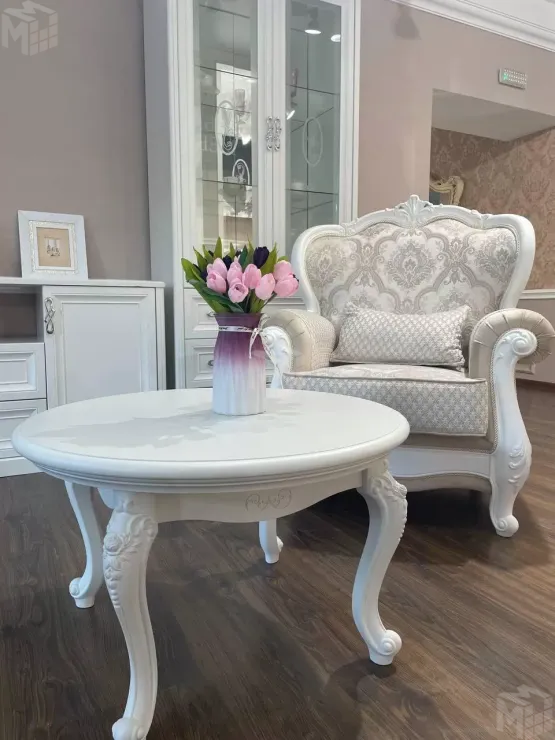 Столик круглый Мишель белый матовый