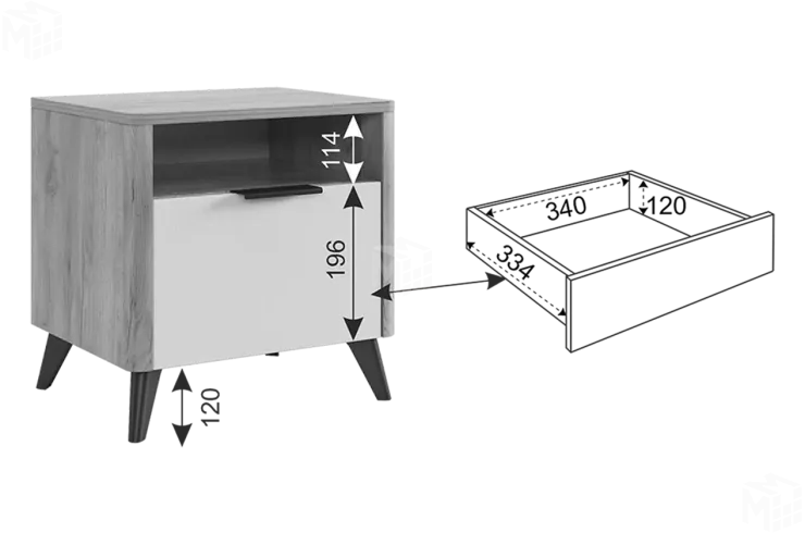 Тумба Адам  прикроватная дуб крафт золотой/графит