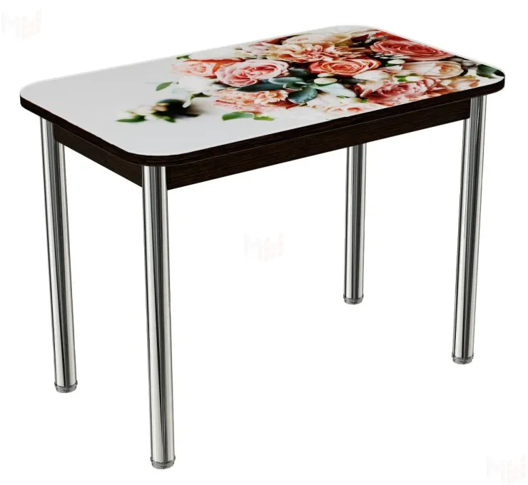 Стол прямоугольный с фотопечатью Розы-2, ноги прямые