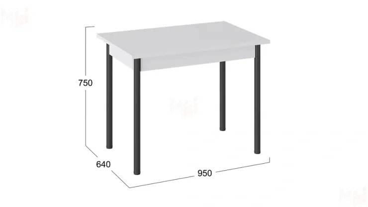 Стол Родос Тип 1 с опорой d40 Черный муар, Белый
