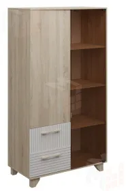 Стеллаж Копенгаген со стеклом (дуб сонома/белый матовый)