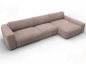 Диван угловой Лига-066 НПБ Лонг угол правый ( TOWER 05 бежевый )