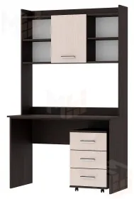 Компьютерный стол ПКС-9 с надстройкой и выкатной тумбой Венге-Белфорт