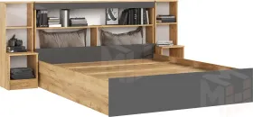 Кровать Бася с надстройкой 1,6 (крафт золотой/графит)