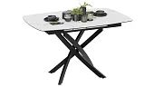 Стол обеденный раздвижной Манхеттен Т1 Черный муар, Стекло матовое белый мрамор