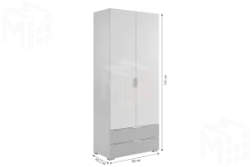 Шкаф двухдверный Зефир  120.01 белое дерево/пудра розовая (эмаль)