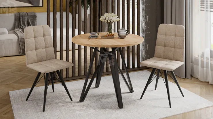 Стол обеденный Ройс Тип 2 Черный муар/Дуб Крафт золотой