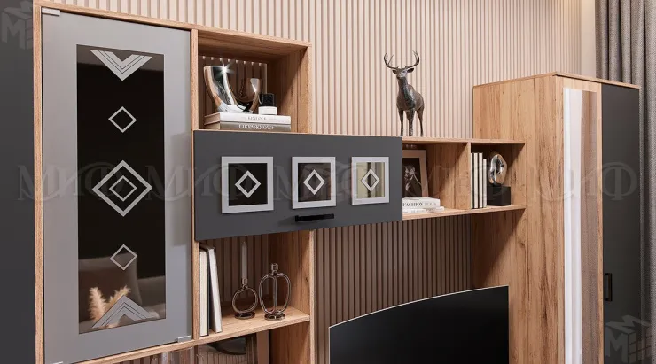 Гостиная Белла с 2-х дверным шкафом (графит)