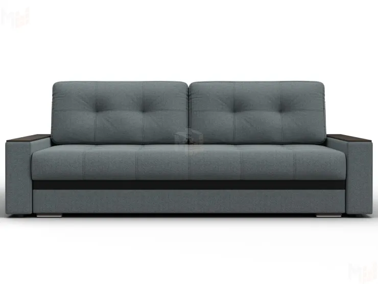 Диван прямой с декором Лига-096 НПБ ( Амур 07 серый/черный )