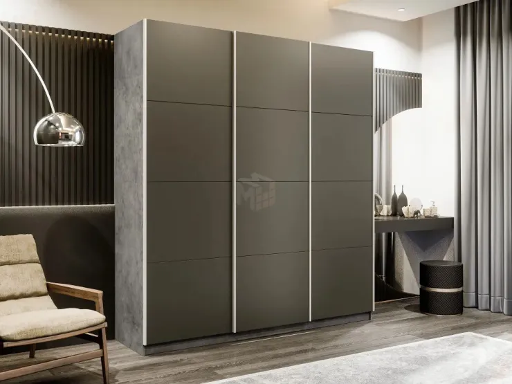 Шкаф-купе широкий Прайм 3-х дверный Стекло хаки 240 см