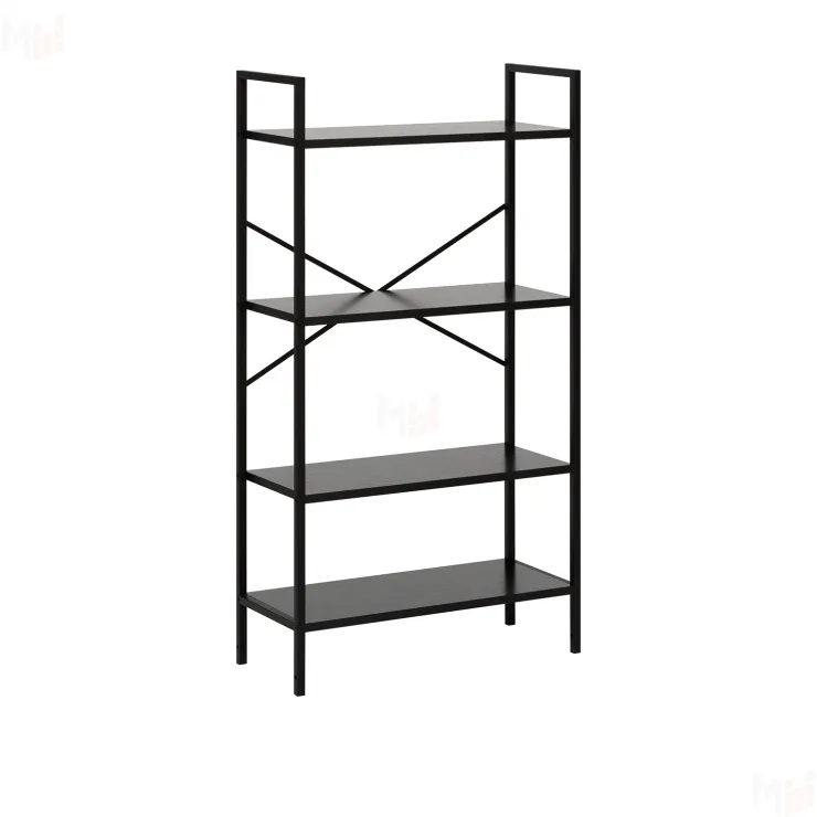 Стеллаж Leset Стилвуд 24 широкий, 4 полки (Чёрный/Чёрный)