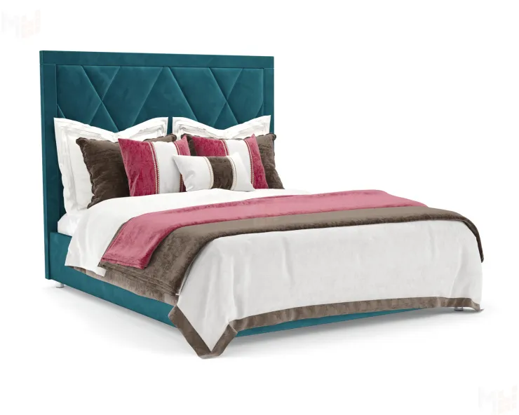 Кровать Треви 140 см (Бархат сине-зеленый STAR VELVET 43 BLACK GREEN)