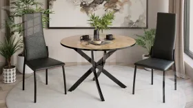 Стол обеденный Diamond Тип 2 - КМ+02.68.000.167 Черный муар, Бунратти глянец