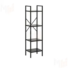 Стеллаж Leset Стилвуд 14 узкий, 4 полки (Чёрный/Чёрный)