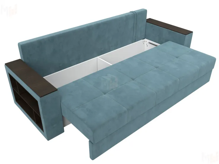 Диван прямой Дубай Лайт полки слева ( Бирюзовый )