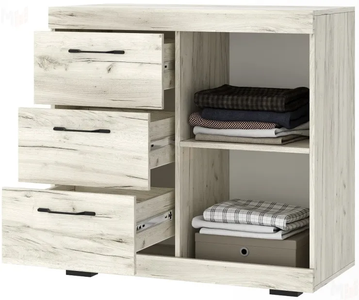 Комод Соната КС-900 1Д Крафт белый-Антрацит