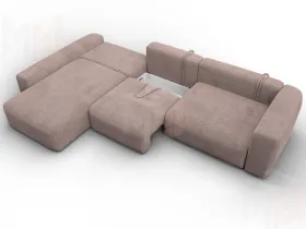 Диван угловой Лига-066 НПБ Лонг угол левый ( TOWER 05 бежевый )