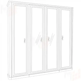 Шкаф Мишель 4-дверный (1+2+1) с зеркалом белый матовый