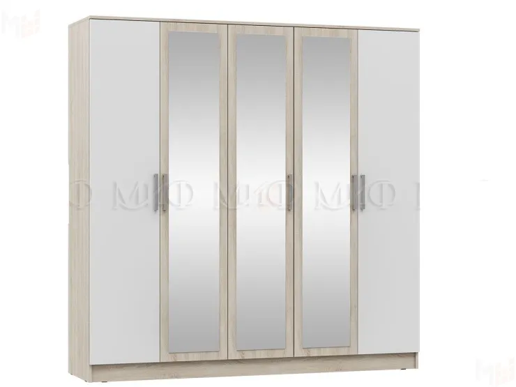 Шкаф Мартина 5-ти створчатый (сонома/белый глянец)