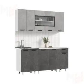 Кухня Рио New 1,8 ЛДСП Бетон светлый/Бетон темный, Белый (Антарес)