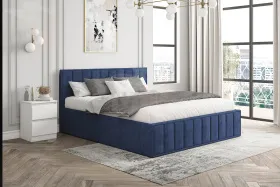 Мягкая кровать Лана 1,8 с подъемным механизмом (синий велюр)