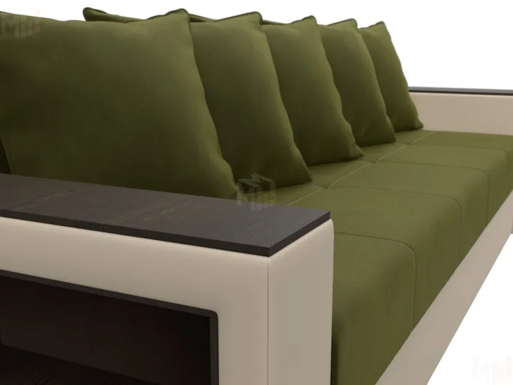 Диван прямой Дубай Лайт полки слева ( Зеленый\Бежевый )