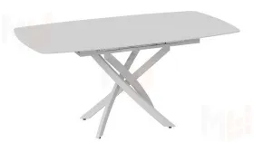 Стол обеденный раздвижной Манхеттен Т1 Белый муар, Стекло матовое белое