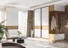 Шкаф-купе Роджина (крафт золотой/белый глянец)