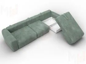 Диван угловой Лига-066 НПБ Лонг угол правый ( BRUT 08 зеленый )