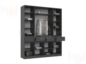 Шкаф Роджина 4-х створчатый (графит/крафт белый)