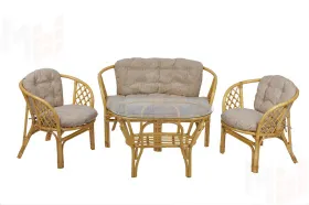 Комплект Багама с диваном с простыми  подушками и овальным столом