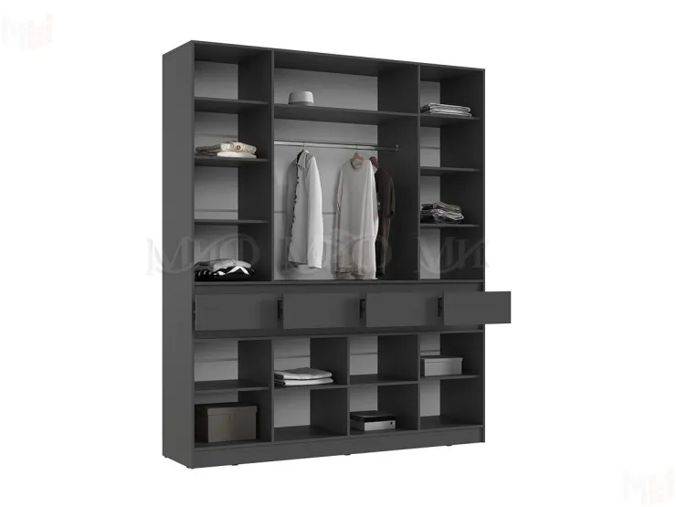 Шкаф Роджина 4-х створчатый (графит/крафт белый)