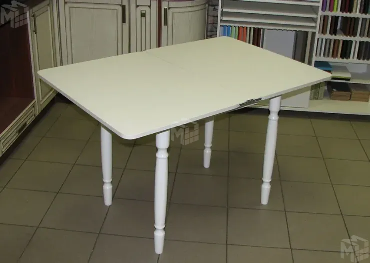 Стол Ломберный поворотно-раскладной с ящиком 800х600 (белый), ножки дерево