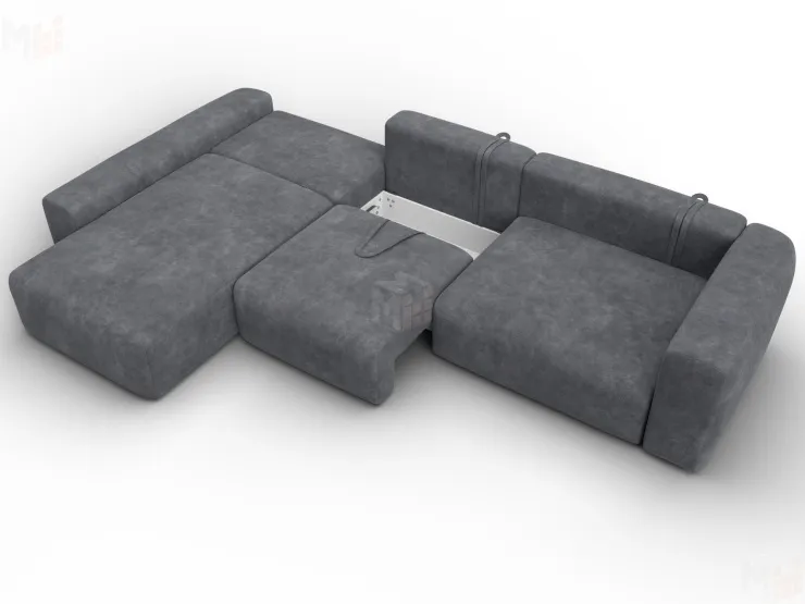 Диван угловой Лига-066 НПБ Лонг угол левый ( BRUT 16 темно-серый )