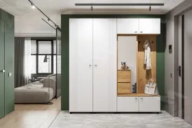 Вешалка Милан (исполнение 2) Дуб Золотой/Белый Матовый