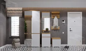 Прихожая ГРЕТТА   Дуб Крафт золотой - Белый № 2 