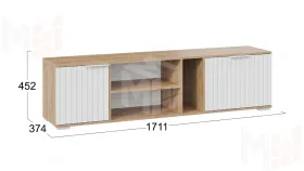 Тумба под ТВ Хилтон - 413.11 Дуб Крафт золотой, Белый матовый