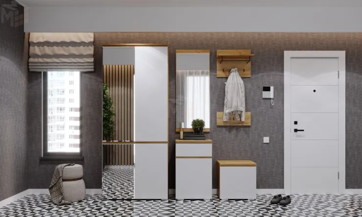 Прихожая ГРЕТТА   Дуб Крафт золотой - Белый № 2 