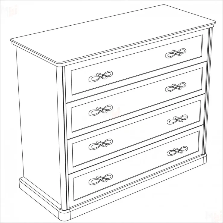 Комод Натали 4 ящ. широкий белый глянец