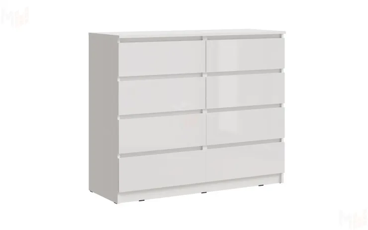 Комод Челси 8 ящиков (белый/белый глянец)