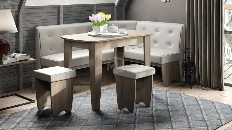 Кухонный уголок Барселона Дуб Сонома трюфель, Микровелюр Duna Brilliant