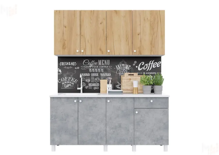 Кухня POINT 170 Крафт золотой/Бетон