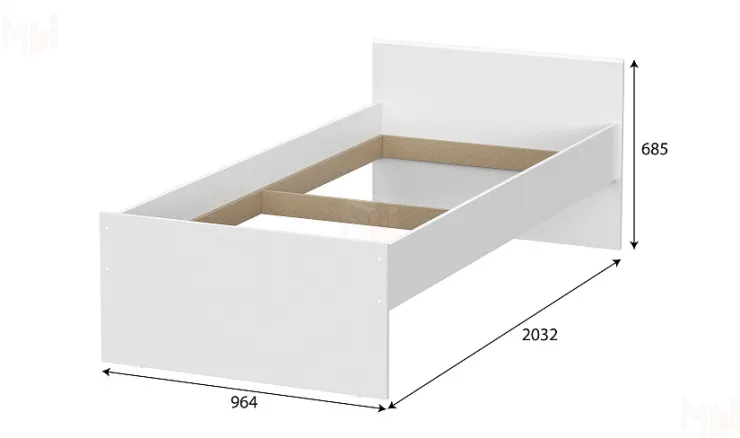 Кровать одинарная с выкатными ящиками  (0,9 x 2,0)  Токио Белый текстурный