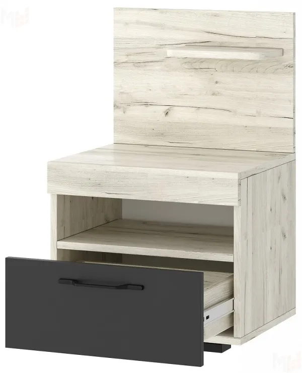 Тумба прикроватная ТС-450 СОНАТА Дуб Крафт белый - Антрацит
