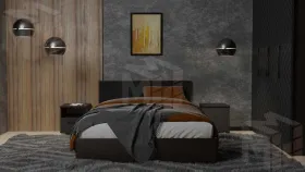 Кровать Копенгаген 1,4 (с настилом) (венге/черный матовый)